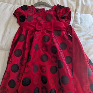 Rare Editions Red Dress with Black Circles